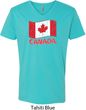 Distressed Canada Flag Mens V-Neck Shirt