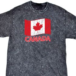 Distressed Canada Flag Mineral Tie Dye Shirt