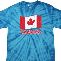 Distressed Canada Flag Spider Tie Dye Shirt