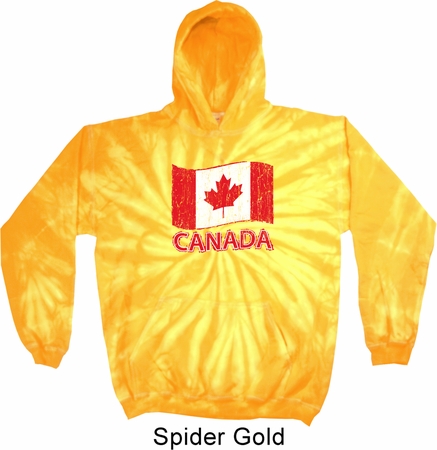 Distressed Canada Flag Tie Dye Hoodie