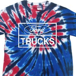 Distressed Ford Trucks Adult Patriotic Tie Dye Shirt Distressed Ford Trucks Adult Patriotic Tie Dye Shirt