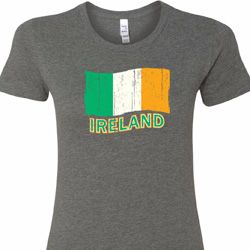 Distressed Ireland Flag Ladies St Patrick's Day Shirts