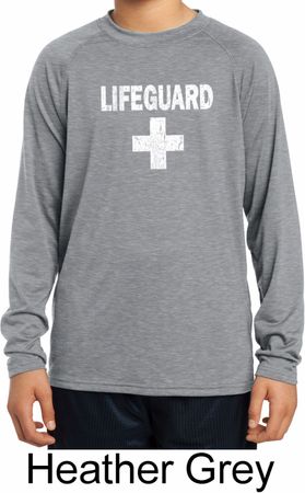 Distressed Lifeguard Kids Dry Wicking Long Sleeve Shirt