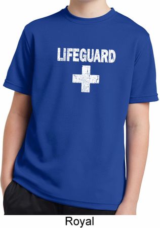 Distressed Lifeguard Kids Moisture Wicking Shirt