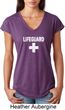 Distressed Lifeguard Ladies Tri Blend V-Neck Shirt