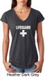 Distressed Lifeguard Ladies Tri Blend V-Neck Shirt