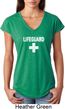 Distressed Lifeguard Ladies Tri Blend V-Neck Shirt