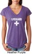 Distressed Lifeguard Ladies Tri Blend V-Neck Shirt