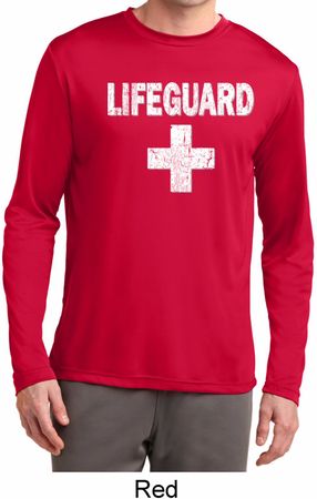 Distressed Lifeguard Mens Dry Wicking Long Sleeve Shirt