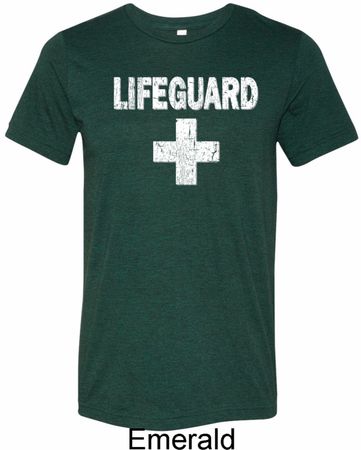 Distressed Lifeguard Mens Tri Blend Crewneck Shirt