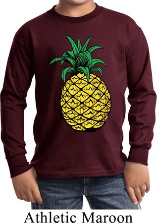 Distressed Pineapple Kids Long Sleeve Shirt