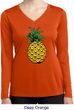 Distressed Pineapple Ladies Dry Wicking Long Sleeve Shirt