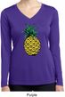 Distressed Pineapple Ladies Dry Wicking Long Sleeve Shirt