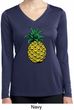 Distressed Pineapple Ladies Dry Wicking Long Sleeve Shirt
