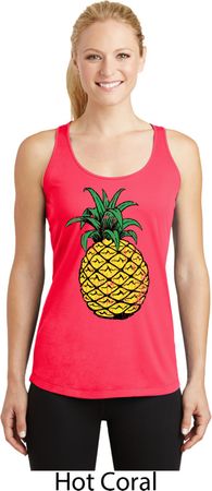 Distressed Pineapple Ladies Dry Wicking Racerback Tank Top