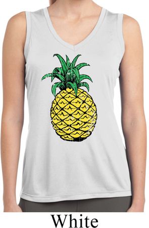 Distressed Pineapple Ladies Sleeveless Moisture Wicking Shirt