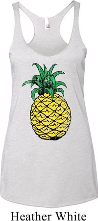 Distressed Pineapple Ladies Tri Blend Racerback Tank Top