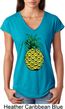 Distressed Pineapple Ladies Tri Blend V-Neck Shirt