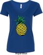 Distressed Pineapple Ladies V-Neck Shirt