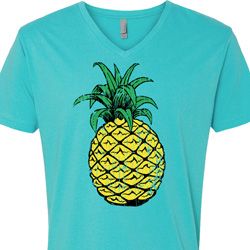 Distressed Pineapple Mens V-Neck Shirt