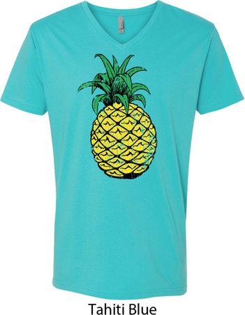 Distressed Pineapple Mens V-Neck Shirt