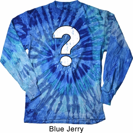 Distressed Question Long Sleeve Tie Dye Shirt