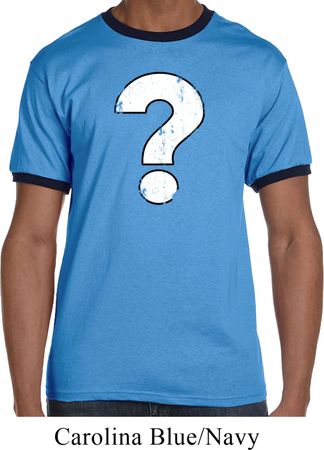Distressed Question Mens Ringer Shirt