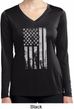 Distressed Stars and Stripes Flag Ladies Dry Wicking Long Sleeve Shirt