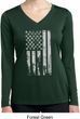 Distressed Stars and Stripes Flag Ladies Dry Wicking Long Sleeve Shirt