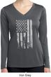 Distressed Stars and Stripes Flag Ladies Dry Wicking Long Sleeve Shirt
