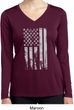 Distressed Stars and Stripes Flag Ladies Dry Wicking Long Sleeve Shirt