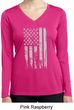 Distressed Stars and Stripes Flag Ladies Dry Wicking Long Sleeve Shirt