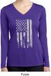 Distressed Stars and Stripes Flag Ladies Dry Wicking Long Sleeve Shirt