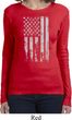 Distressed Stars and Stripes Flag Ladies Long Sleeve Shirt