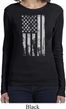 Distressed Stars and Stripes Flag Ladies Long Sleeve Shirt