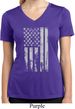 Distressed Stars and Stripes Flag Ladies Moisture Wicking V-neck Shirt