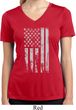 Distressed Stars and Stripes Flag Ladies Moisture Wicking V-neck Shirt