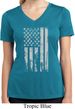 Distressed Stars and Stripes Flag Ladies Moisture Wicking V-neck Shirt