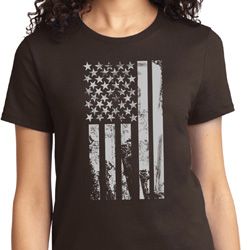 Distressed Stars and Stripes Flag Ladies Shirts