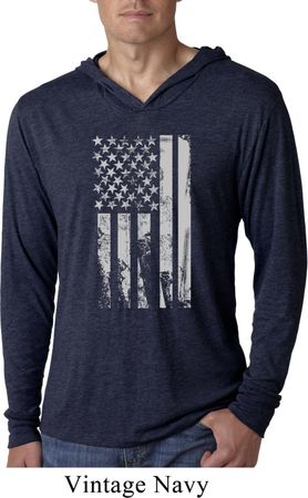 Distressed Stars and Stripes Flag Lightweight Hoodie Shirt