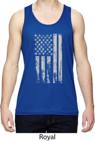 Distressed Stars and Stripes Flag Mens Moisture Wicking Tanktop