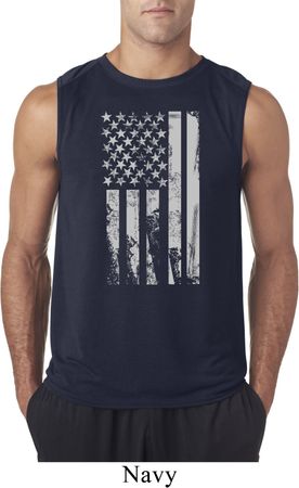 Distressed Stars and Stripes Flag Mens Sleeveless Shirt