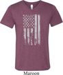 Distressed Stars and Stripes Flag Mens Tri Blend V-neck Shirt