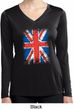 Distressed Union Jack Flag Ladies Dry Wicking Long Sleeve Shirt
