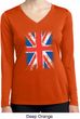 Distressed Union Jack Flag Ladies Dry Wicking Long Sleeve Shirt