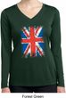 Distressed Union Jack Flag Ladies Dry Wicking Long Sleeve Shirt