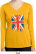 Distressed Union Jack Flag Ladies Dry Wicking Long Sleeve Shirt