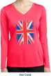 Distressed Union Jack Flag Ladies Dry Wicking Long Sleeve Shirt