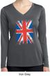 Distressed Union Jack Flag Ladies Dry Wicking Long Sleeve Shirt