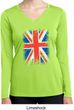 Distressed Union Jack Flag Ladies Dry Wicking Long Sleeve Shirt